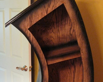 Free Shipping/Handmade 6ft Curved Bookshelf/Bookcase/Storage/Oak Stained/Blk