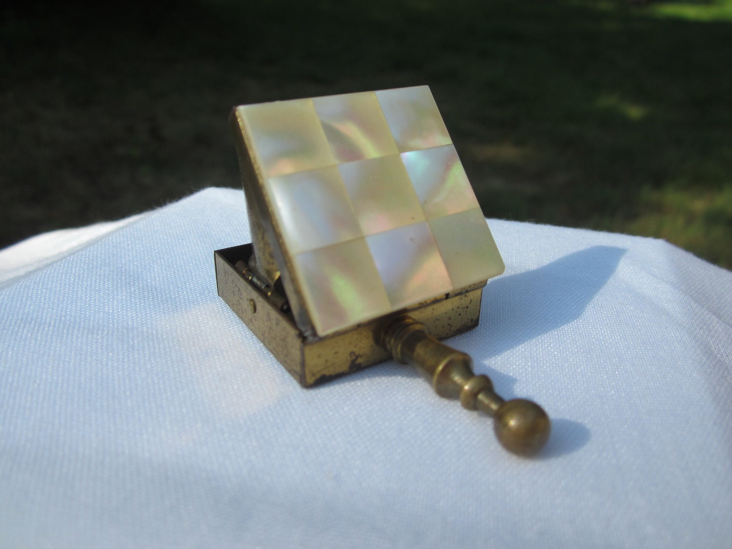 Vintage Pocket Ashtray with Mother of Pearl top 1940's