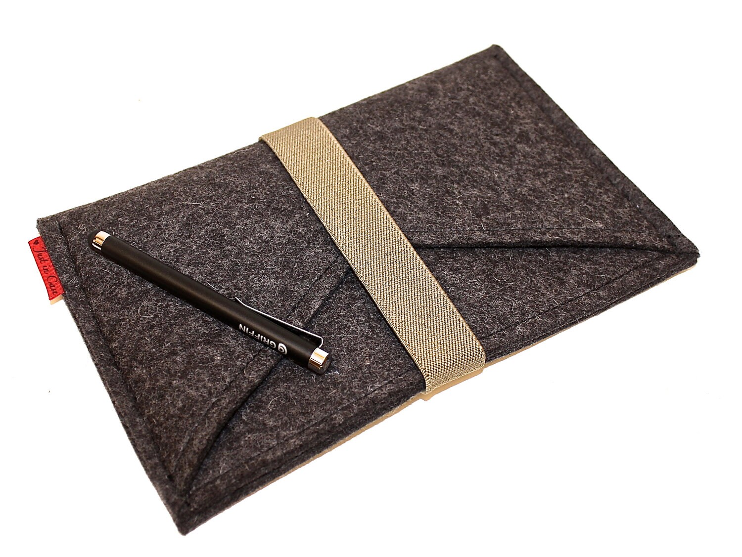 iPad Mini Wool Felt Sleeve/Case Double Pocket by PinsnNeedlesCases