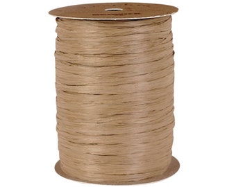 Natural Kraft Brown Raffia Ribbon, Rafia Ribbon for Wedding Favors, Packaging Rafia for Gifts, Party Favors, Party Decor - 100 yds.