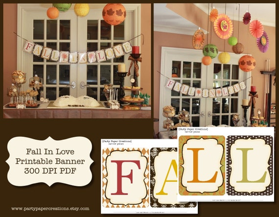 Fall In Love Bridal Shower or Wedding Printable Banner PDF Files - INSTANT DOWNLOAD Il_570xn