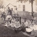 Family By the Picket Fence- Edwardian Snapshot- 1900s Vintage Photograph