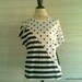 Vintage 80s Shirt - Half POLKA Dot Half Striped 80s Top - Black and White