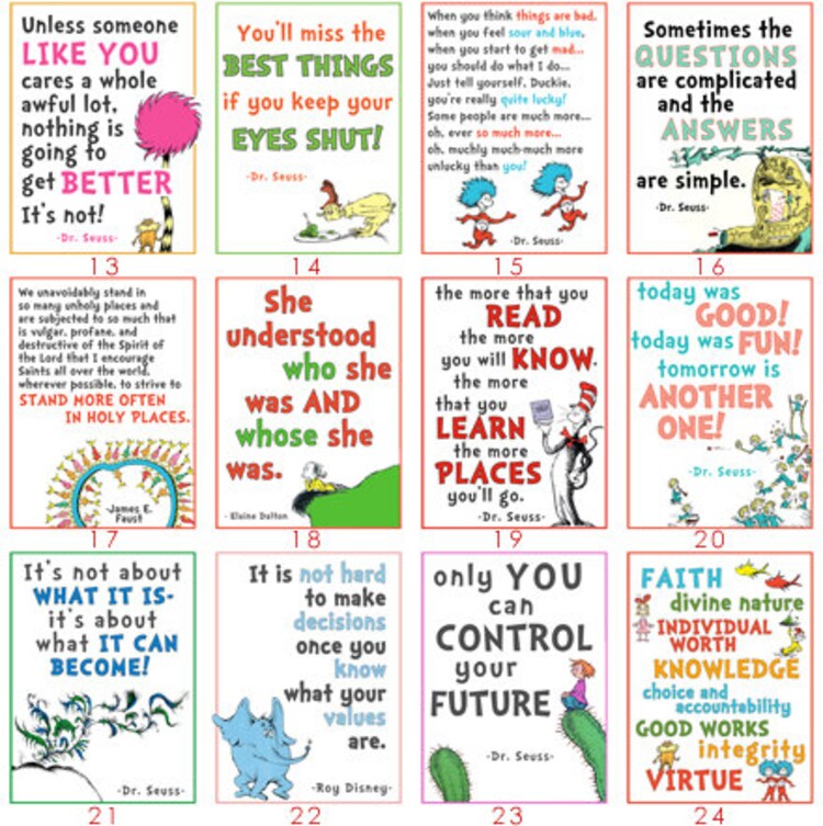 8x10 Pack of 24 Dr. Seuss LDS Youth DIGITAL by MomoPrints on Etsy