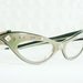 50s Cat Eye Glasses 1960's Tan Eyeglasses Rhinestone Wide Wing Horn Rim Aurora Borealis Curvy 47/20 AOC Frame France