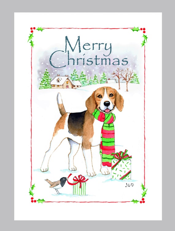 Beagle Christmas Cards Box of 16 Cards and Envelopes