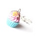 Pink Blue Cupcake Necklace Polymer Clay Flower and Cinnamon Silver Necklace, Miniature Food, Cute Jewelry