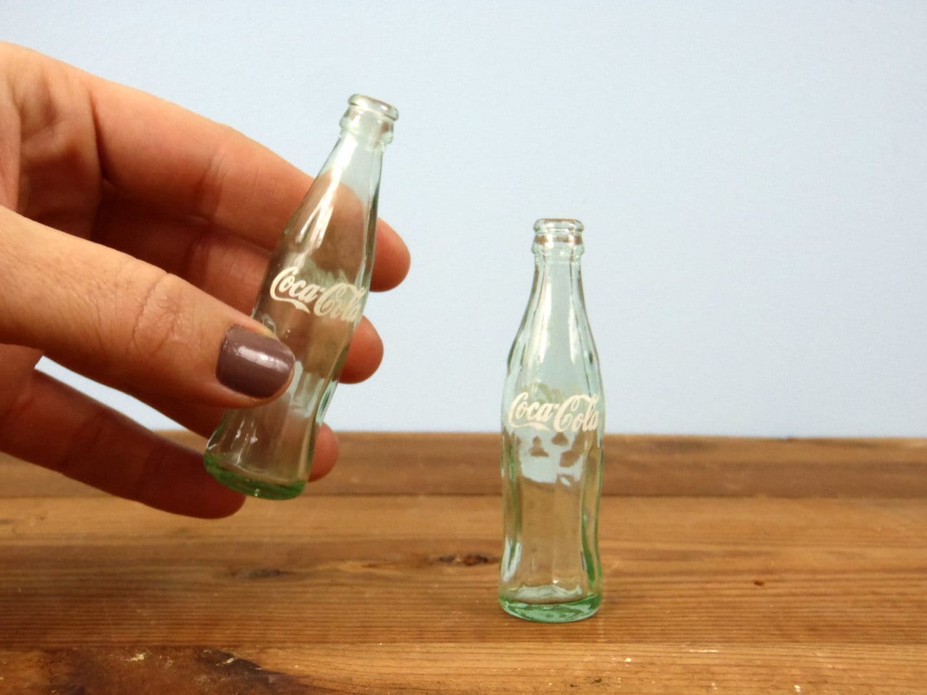 Miniature Coca Cola Glass Bottle Set Vintage Coke Bottles