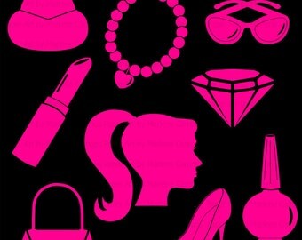 Clip Art Barbie Clip Art barbie clip art etsy all dolled up glamour hot pink ladies fashion girls embellishment instant download
