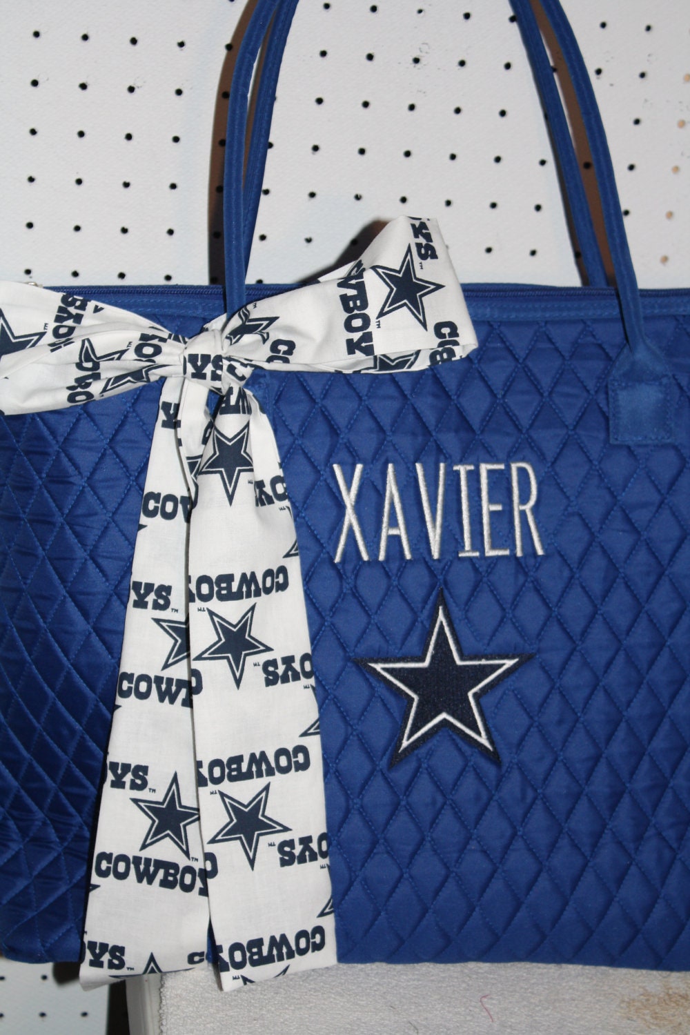 Dallas Cowboys Quilted Large Tote Bag Custom Embroidery