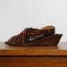 vintage shoes / woven leather huarache sandals / wedges (size 6)