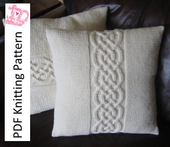 Cable knit pillow cover pattern knit pattern pdf Celtic knot