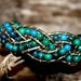 Boho Leather Wrap Braided Bead Bracelet with Chrysocolla Beads