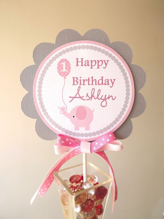 Pink and Grey Elephant Collection: Smash Cake Topper Il_570xn