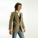 mens tan oatmeal tweed sportcoat rainbow flecked blazer herringbone tweed jacket leather button slimfit 34R 36R