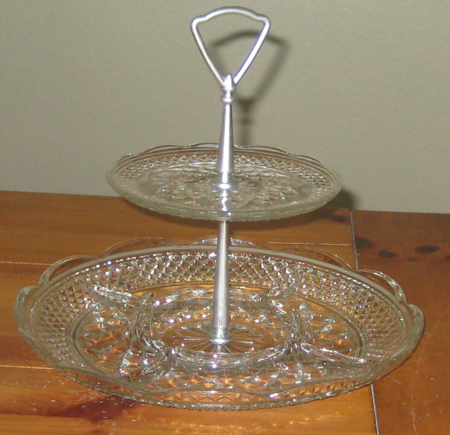 Tiered Glass Tidbit Serving Tray 2 Tiers Versatile