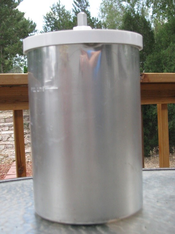 Vintage Ice Cream Maker Tin Canister Insert with Plastic Lid