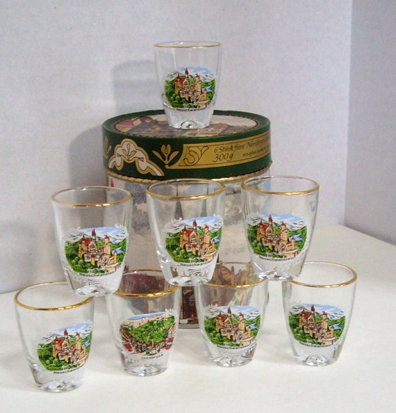 Vintage Barware Tin Shot Glasses German 1950s