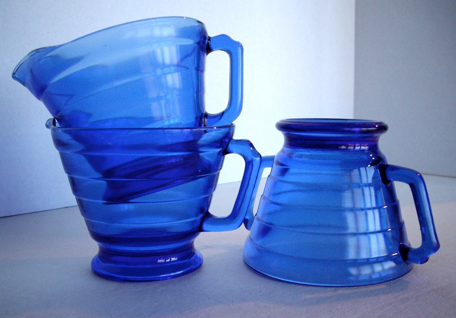 Vintage Hazel Atlas Blue Depression Glass Moderntone Pattern