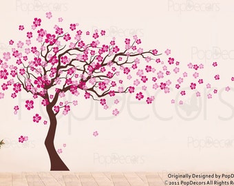 Cherry Blossom Tree Wall Decal (83inch H)- Nursery Floral Decals, Girl's Decal, Baby Room Tree Stickers, Floral Tree Decal, Cherry Blossom