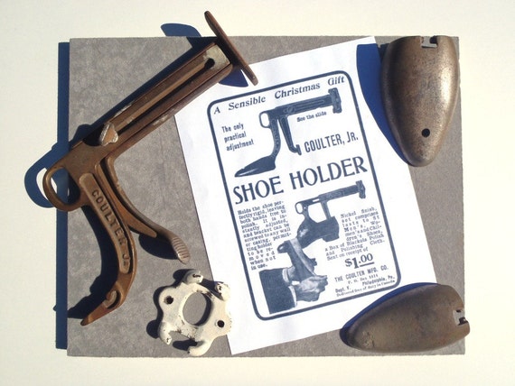 Antique Coulter Jr. Shoe Holder Cast Iron Shoeshine Tool