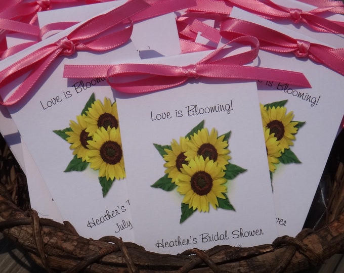 Beautiful Personalized Sunflower Trio Bridal Shower Wedding Shower Birthday Anniversary Sunflowers Seeds Party Favors Seed Packets