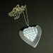 Vintage 70s Disco Large Stainless Steel Iridescent Hologram Heart Pendant Necklace