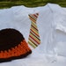 Tie Onesie with Matching Beanie Hat Fall Colors Stripes - Photo Prop - Birthday Outfit Great For Fall Thanksgiving