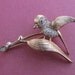Antique Bird Brooch Gold Washed Sterling Silver With Rhinestones Circa 1940