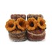 Hand Knitted Baby Booties with Crochet Bell Flowers - Autumn Colors, 6 - 9 months