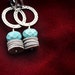 Oxidized sterling silver earrings with howlite and grey shell - grey, gray, turquoise, summer