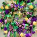 Elegant Mardi Gras Bling-Feathered Roses-FleurDeLis Beads-Fat Tuesday-Deco Mesh Festival Wreath