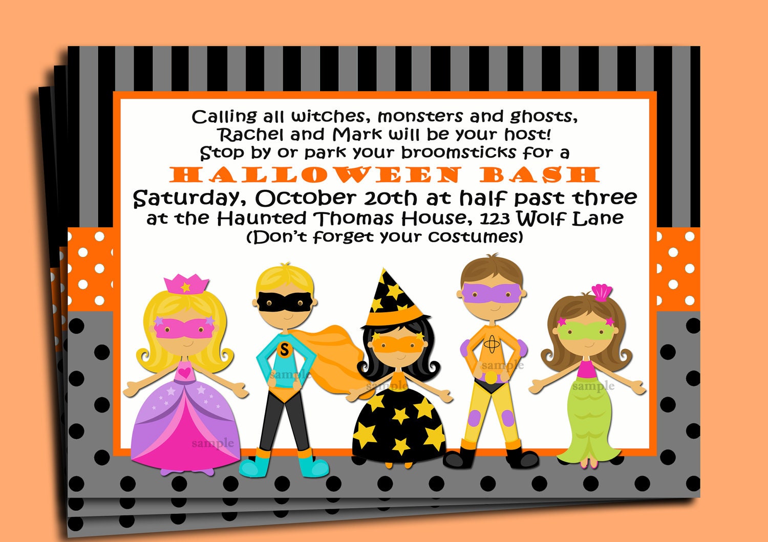 ideas wording halloween Printable Kid's or ThatPartyChick Halloween Invitation Printed by