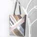20% OFF Genuine Leather Patchwork Tote Bag in Grey with Stripes (last one), grey cotton lining, with removable leather key strap