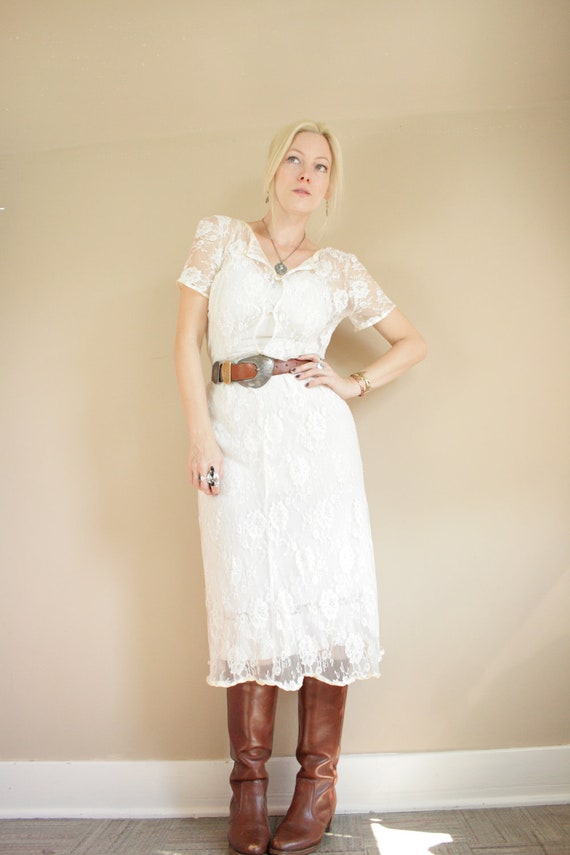 tie collar see through brocade shift dress