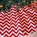 40" Chevron Christmas Tree Skirt, Red and White, Contemporary, Modern Tree Skirt