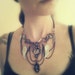 Steampunk Choker Necklace With Wing Charms, Gemstones And Chains