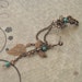 Cuff Chain Earring With Turquoise Beads, Dragonfly And Leaf Charm