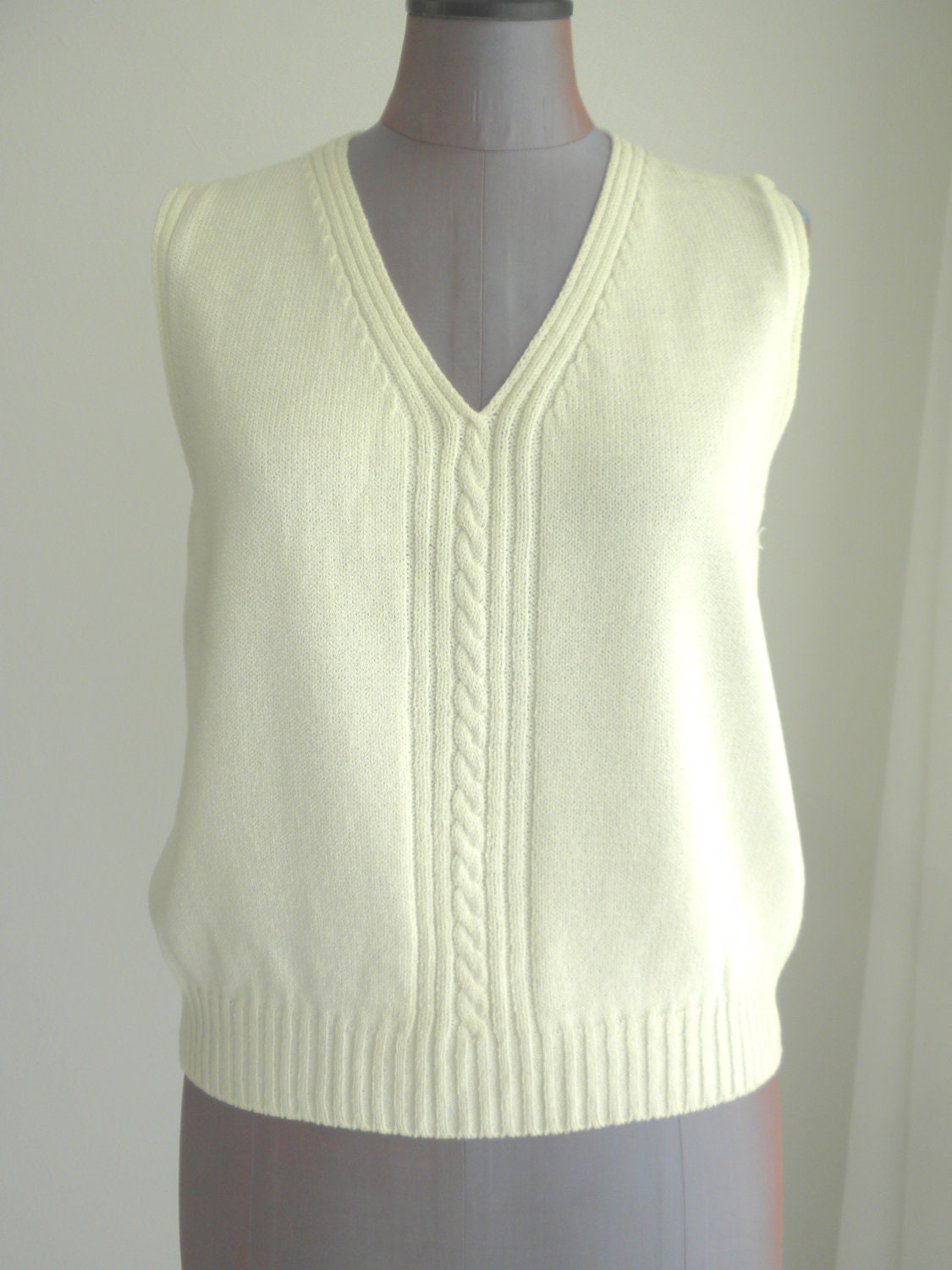 St John Collection Vest / Cream Knit Sweater Vest / by LUXURYLIFE