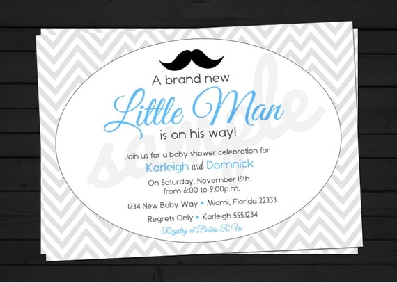 A New Little Man Mustache Bash Birthday or Baby Shower Invitation Digital File YOU-PRINT Il_570xn