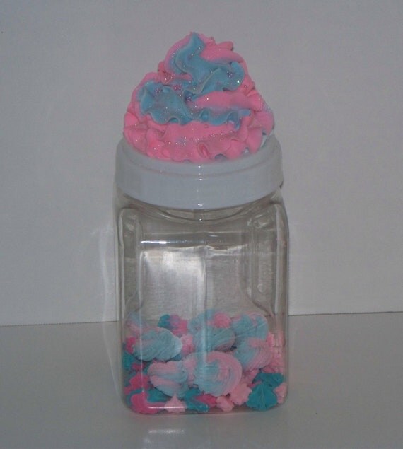 Items similar to Cotton Candy Frosted Plastic Canister, Containers, Jars, Lids with Fake