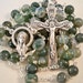Handmade Catholic Rosary, Moss Agate Gemstone Beads, Queen of Heaven Center, Crown of Thorns Crucifix