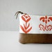 Pencil case Leather bottom and repurposed cotton tribal flowers