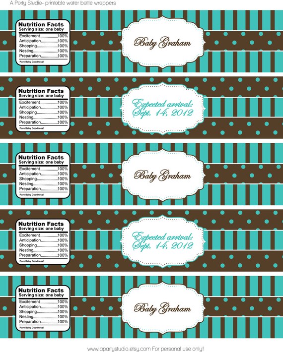 Items similar to Turquoise and Brown- Water Bottle Wrappers for Baby ...