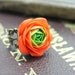 Orange and Green flower Ranunculus ring, free shipping