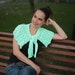 Hand Knit Mint Scarf/ Knitting Shawl/ Knit Cape/ knitwear by Solandia/ Knit Collar/ autumn/ spring/ vegan/ gift/ accessory/ women fashion