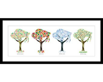 Framed Buffalo Art Print - Buffalo Trees - Four Seasons