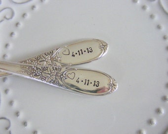Wedding forks With date and Heart Stamp
