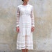 Early 1900's antique Edwardian lawn dress - vintage collectible 1900s embroidered and mixed lace white summer day dress - x small / small
