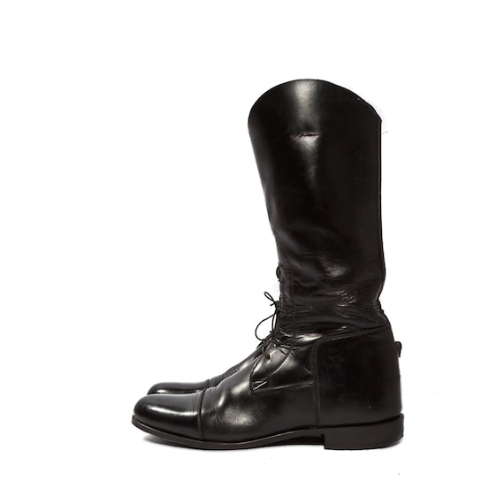 Vintage Highway Patrol Police Motorcycle Boots Black Leather